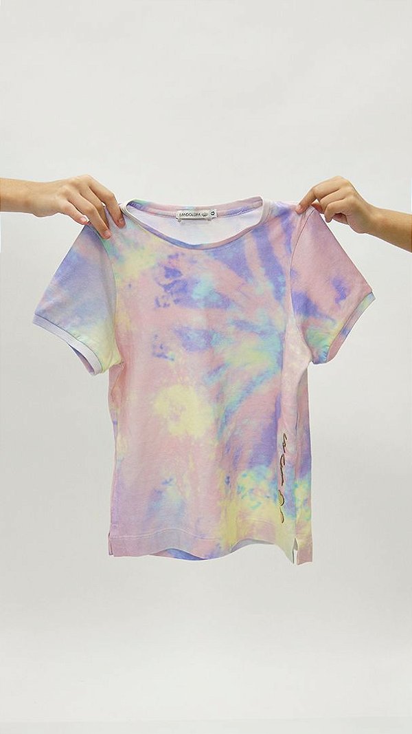 T-Shirt Meia Malha Candy Colors Kids Detalhe Aplique Coração In Love