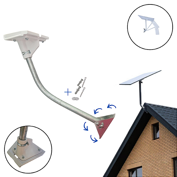 Suporte Starlink Padrão Standard Kit Gen 3, V4 e V4 X Fixação Parede Mastro Articulado Metálico 43 cm