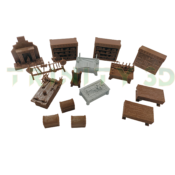 Kit de mobílias 3d para cenário compatível com heroquest