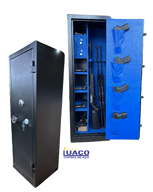 Cofre para 06 armas longas 1,30x42x40 Preto