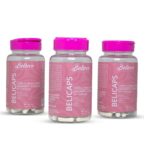 Suplemento para Cabelo, Pele e Unha / 3 unidades 180 Cápsulas