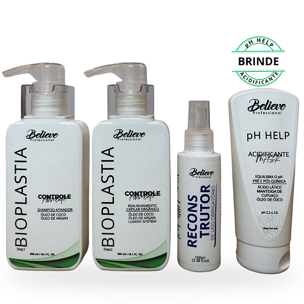 Kit Progressiva Orgânica 300 ml + Reconstrutor de Uso Obrigatório + Acidificante pH Help 200ml de (Brinde)
