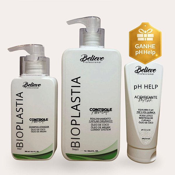 Progressiva Orgânica Bioplastia Capilar 1L + Acidificante pH Help (Brinde)