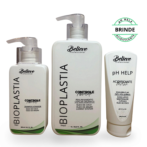Progressiva Orgânica Bioplastia Capilar 1L + Acidificante pH Help (Brinde)