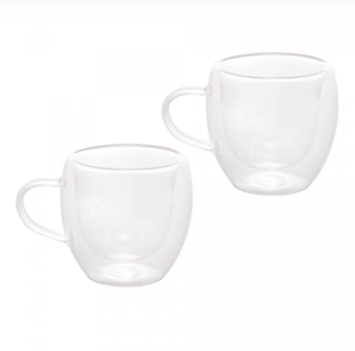 CJ 2 XÍCARAS DE CAFÉ PAREDE DUPLA DE VIDRO BOROSSILICATO MODERN 80ML - LYOR