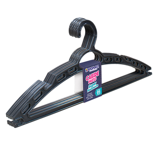 CABIDE PRETO SUPER-RESISTENTE KIT COM 05 PEÇAS - ARQPLAST