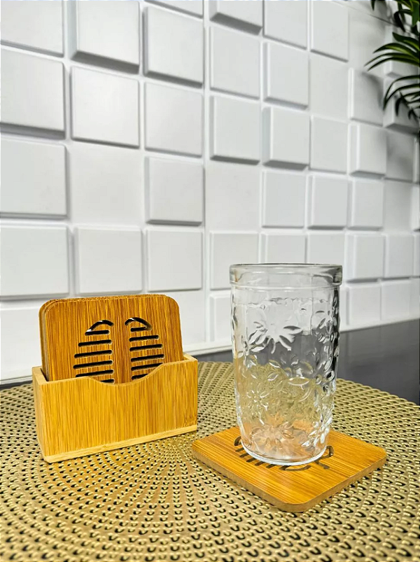 KIT 6 PORTA COPOS DE BAMBU COM SUPORTE ORGANIZADOR - CLINK