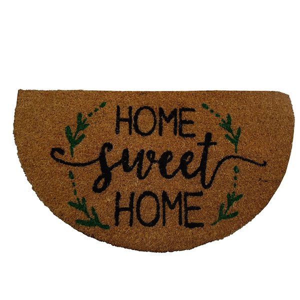 TAPETE MEIA LUA CAPACHO DE FIBRA DE COCO HOME SWEET HOME 60X33CM - CLINK