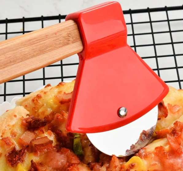 CORTADOR FATIADOR DE PIZZA MACHADINHA DE AÇO INOX COM CABO EM MADEIRA - CLINK