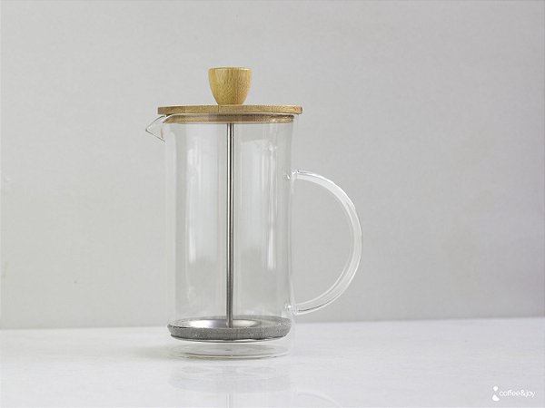 PRENSA FRANCESA DE VIDRO BOROSSILICATO E TAMPA DE BAMBU 600ML - CLINK