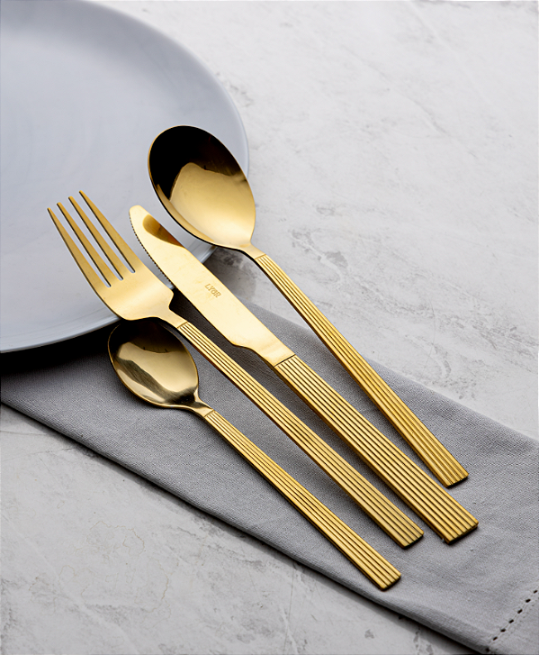 FAQUEIRO 16 PEÇAS DE AÇO INOX ATHENAS DOURADO - LYOR