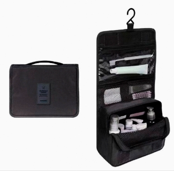 NECESSAIRE DE NYLON COM BOLSOS E GANCHO PARA PENDURAR - LYOR
