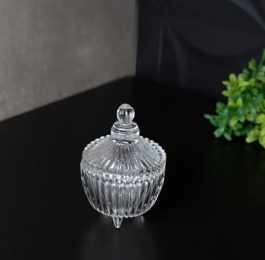 POTICHE DE CRISTAL COM PÉ CARROSSEL 6X10CM - LYOR