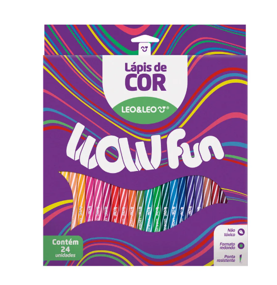 LÁPIS DE COR WOW FUN 24 CORES REDONDO - LEONORA