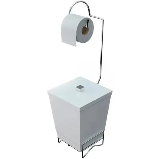 LIXEIRA DE BANHEIRO 6,5L COM SUPORTE PARA PAPEL HIGIÊNICO - STOLFF