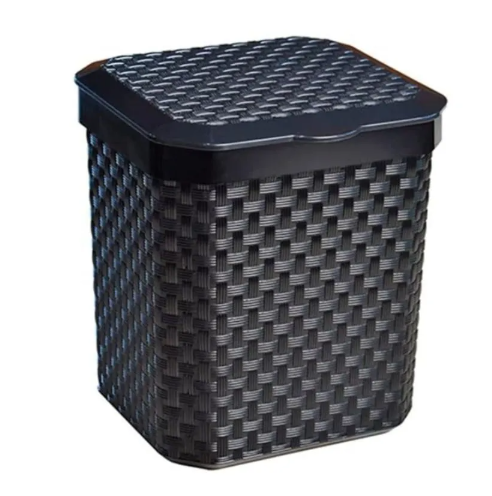 LIXEIRA COM TAMPA PARA PIA RATTAN PRETA 5L - ARQPLAST