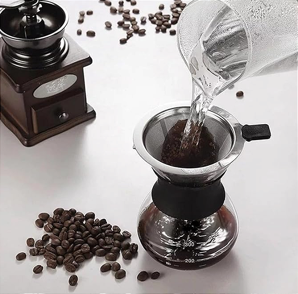 CAFETEIRA JARRA DE VIDRO DE 400ML COM COADOR DE AÇO INOX - CLINK