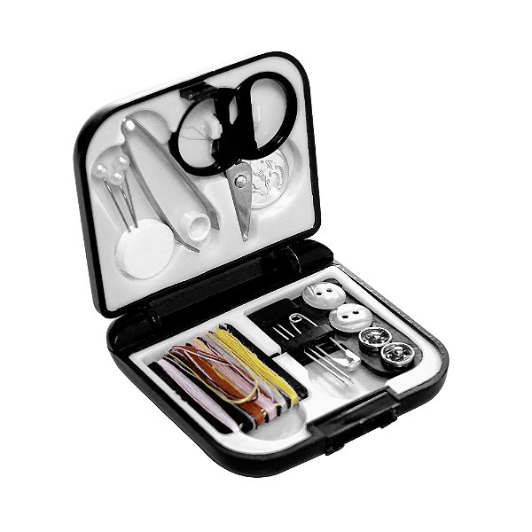 KIT PARA COSTURA COM CASE EM PLASTICO PRETO 6,5CM - LYOR