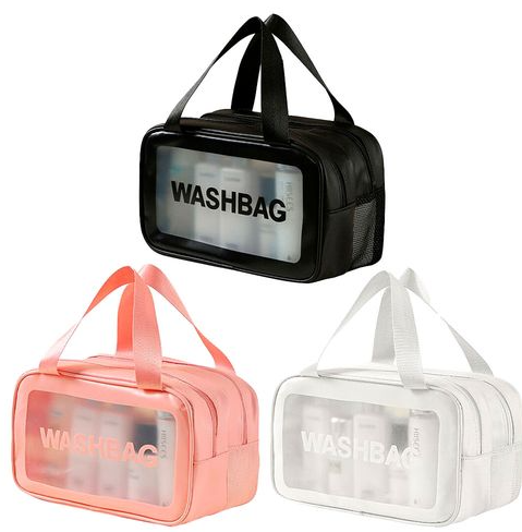 NECESSAIRE IMPERMEÁVEL TRANSPARENTE COM ALÇA WASHBAG 27X15X17CM