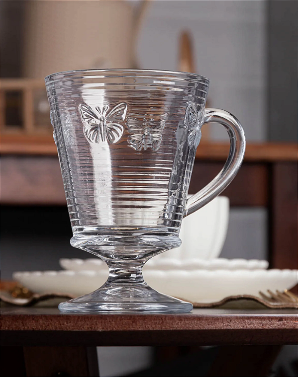TAÇA DE VIDRO PARA CAPPUCCINO LINES BUTTERFLY 240ML - WOLFF