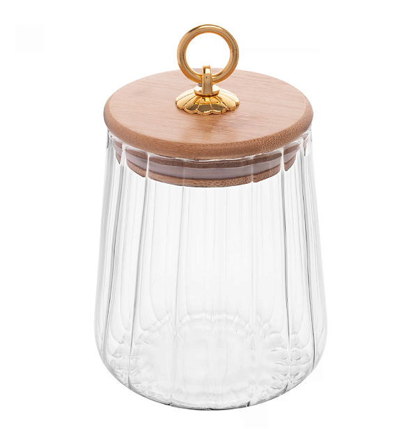 POTE DE VIDRO BOROSSILICATO COM TAMPA DE BAMBU CLASSIC 650ML - WOLFF