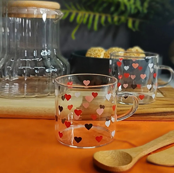 CANECA DE VIDRO BOROSSILICATO RESISTENTE AO CALOR LOVE 125ML - LYOR