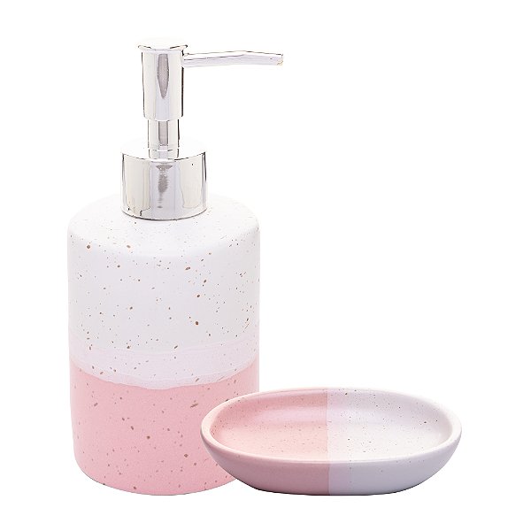 CONJUNTO 2 PECAS PARA BANHEIRO DE CERAMICA DEGRADE ROSA - LYOR