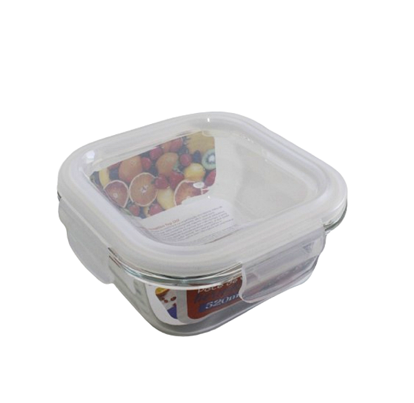 POTE HERMÉTICO DE VIDRO COM TRAVAS QUADRADO 520ML - TOP ÚTIL