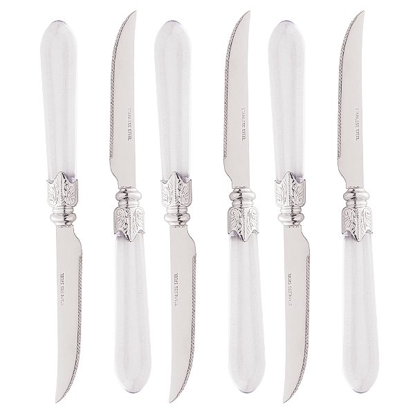 CONJUNTO 6 FACAS PARA CHURRASCO AÇO INOX - LYOR