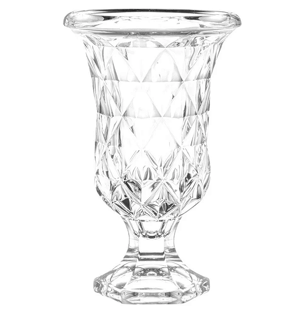 VASO DE VIDRO COM PÉ DIAMOND 24X15CM - LYOR