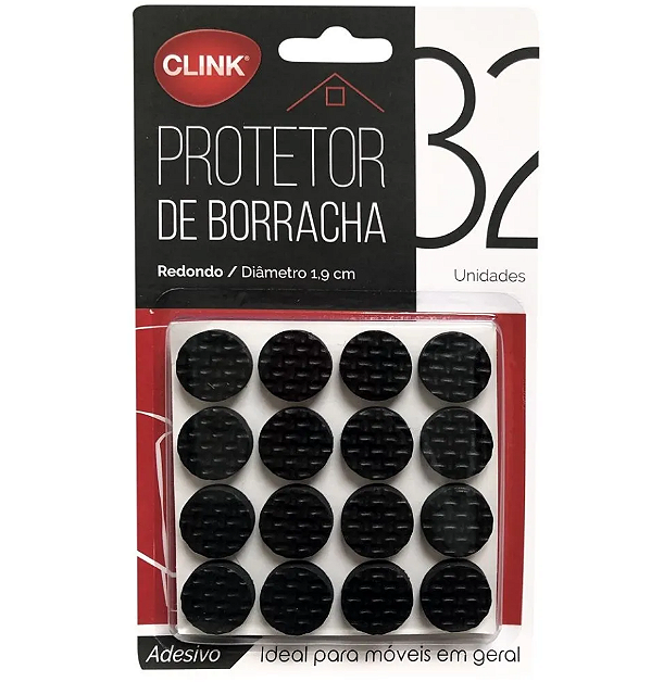 PROTETOR REDONDO PARA MÓVEIS DE BORRACHA 1,9CM - CLINK