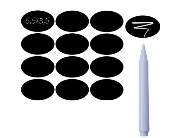 24 ETIQUETAS ADESIVAS RÓTULO LOUSA PRETA + CANETA - INTERPONTE