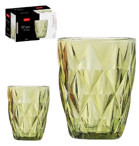CJ 2 COPOS VIDRO DIAMOND VERDE 270ML - WELLMIX