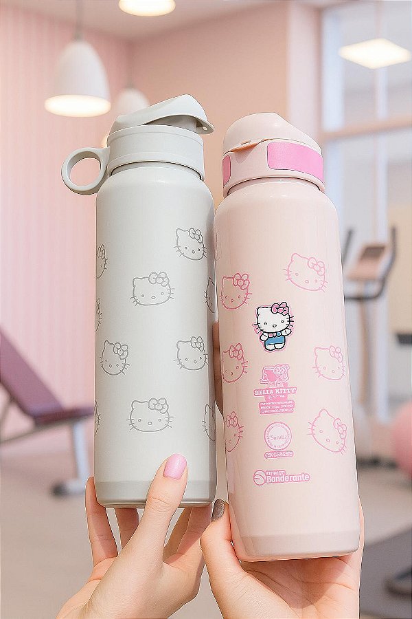 GARRAFA SQUEEZE SPORT HELLO KITTY CINZA 1L - BANDEIRANTES