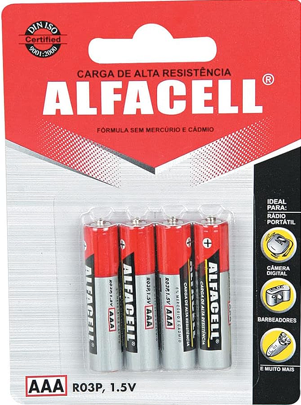 PILHA ALCALINA AAA 1,5V CARTELA COM 4UN - ALFACELL