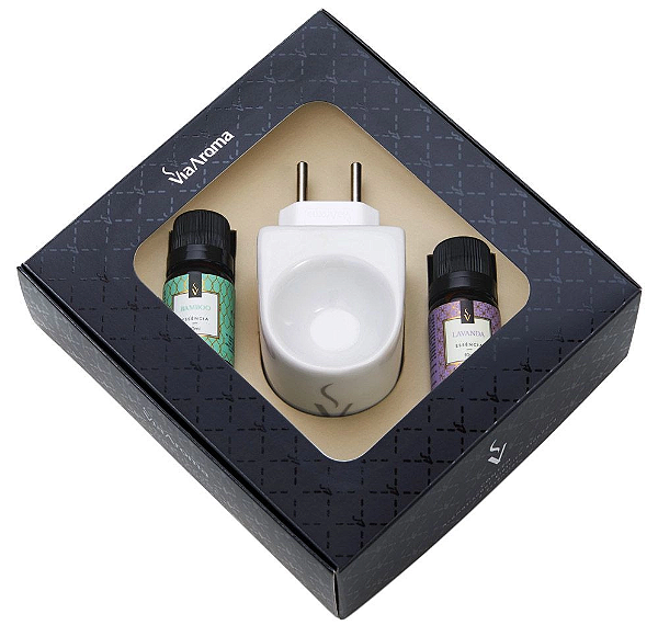 KIT PRESENTE AROMATIZADOR ELÉTRICO + 2 ESSÊNCIAS (BAMBOO E LAVANDA) - VIA AROMA