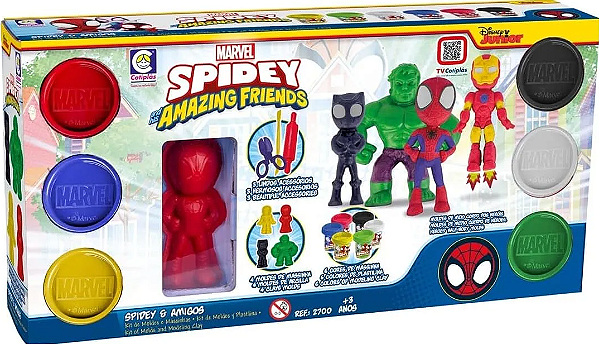 BRINQUEDO MARVEL COM MASSINHA SPIDER E AMIGOS - COTIPLAS