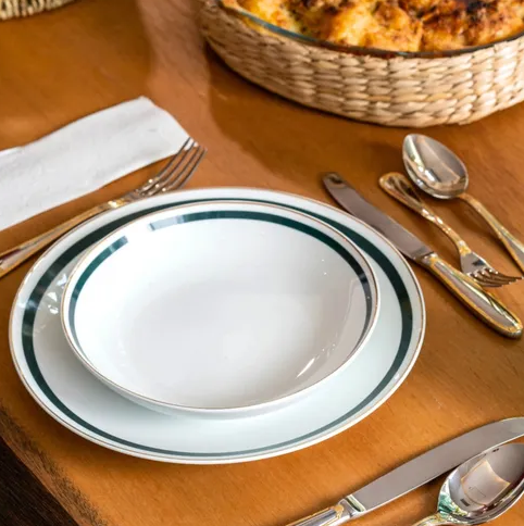 Aparelho jantar Tras Classique porcelana gold 42pç