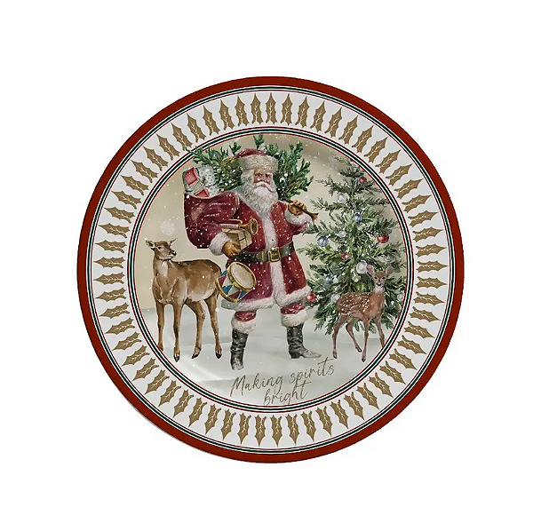PRATO SOBREMESA DE NATAL CENAS ACETINADO 21CM - ALLEANZA