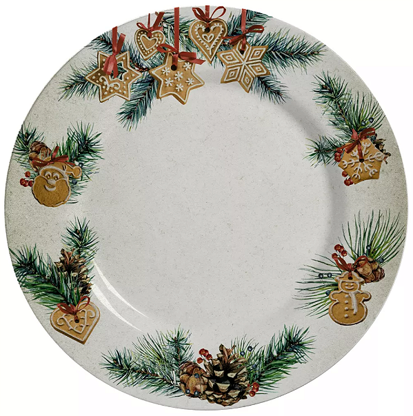 PRATO RASO DE NATAL GINGERBREAD ACETINADO 29CM - ALLEANZA