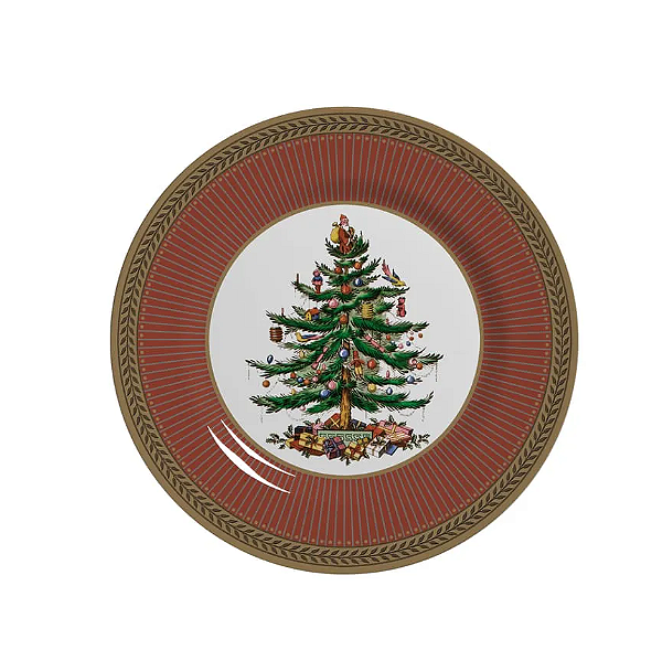 PRATO DE SOBREMESA DE NATAL CELEBRATE VERMELHO 21CM - ALLEANZA