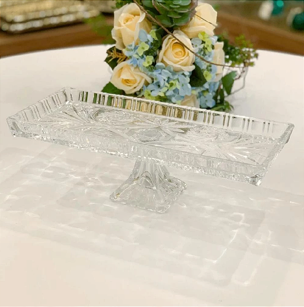 TRAVESSA DE CRISTAL DE CHUMBO COM PÉ LYS 34X17X11CM - WOLFF