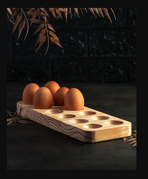 PORTA OVOS DE MADEIRA PINUS 31X11X2CM - WOLFF