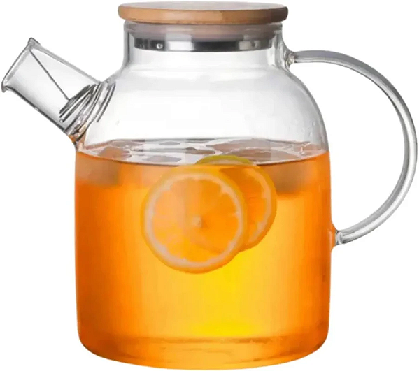JARRA DE VIDRO COM TAMPA DE BAMBU E FILTRO INFUSOR 1,75L 20X18CM - FLASHGOODS