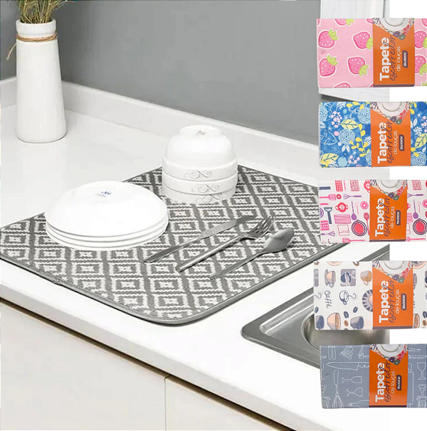 TAPETE ESCORREDOR PARA LOUÇAS SUPER ABSORVENTE 50X38CM SORTIDO - TOP ÚTIL