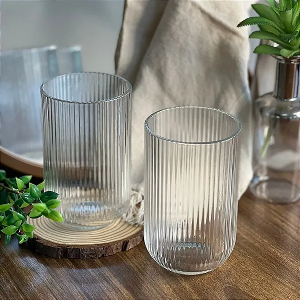 KIT COM 2 COPOS DE VIDRO BLISS TRANSPARENTE 450ML - WELLMIX