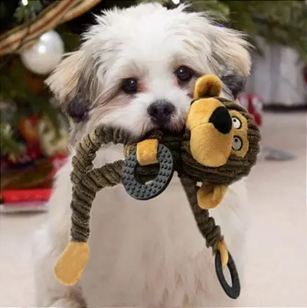 BRINQUEDO INTERATIVO DE PELÚCIA MACACO COM MORDEDOR DACRON 26X33CM - C3B