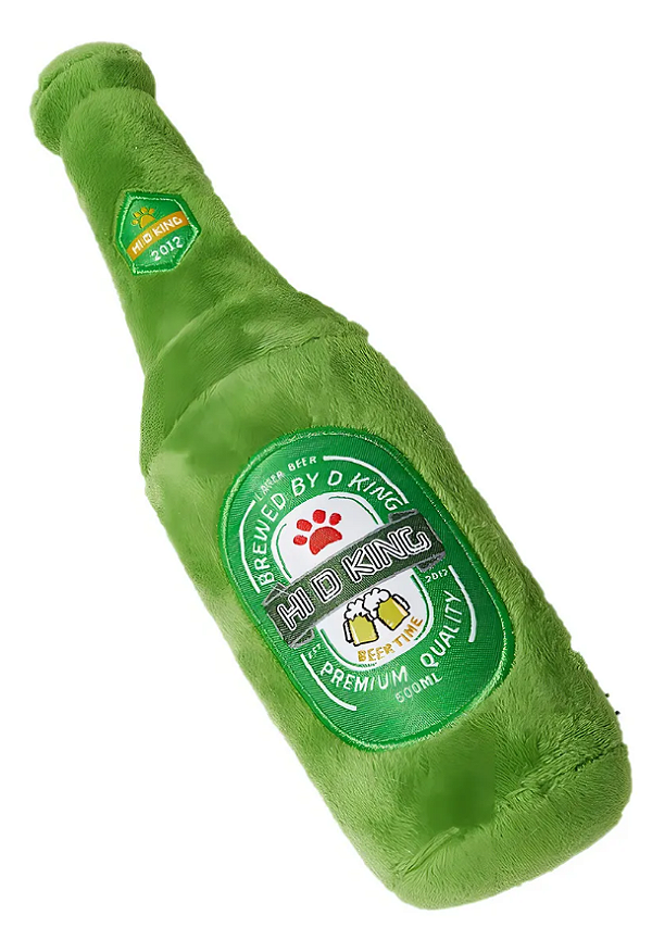 BRINQUEDO PET DE PELÚCIA GARRAFA DE CERVEJA DACRON ALGODÃO 25X6CM - C3B