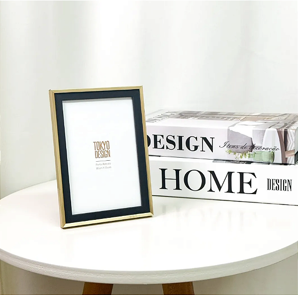 PORTA RETRATO DECORATIVO CLEAN PALMIRA 15X20 PRETO COM DOURADO - MULTIART