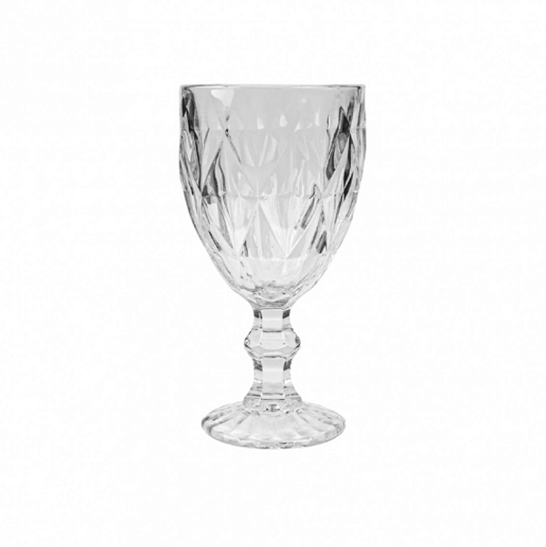 TAÇA PARA ÁGUA DE VIDRO DIAMOND TRANSPARENTE 360ML - WELLMIX